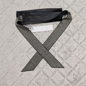 IRO Belt Womens 65 Black Leather Wrap Studded Moto Embellished NEW